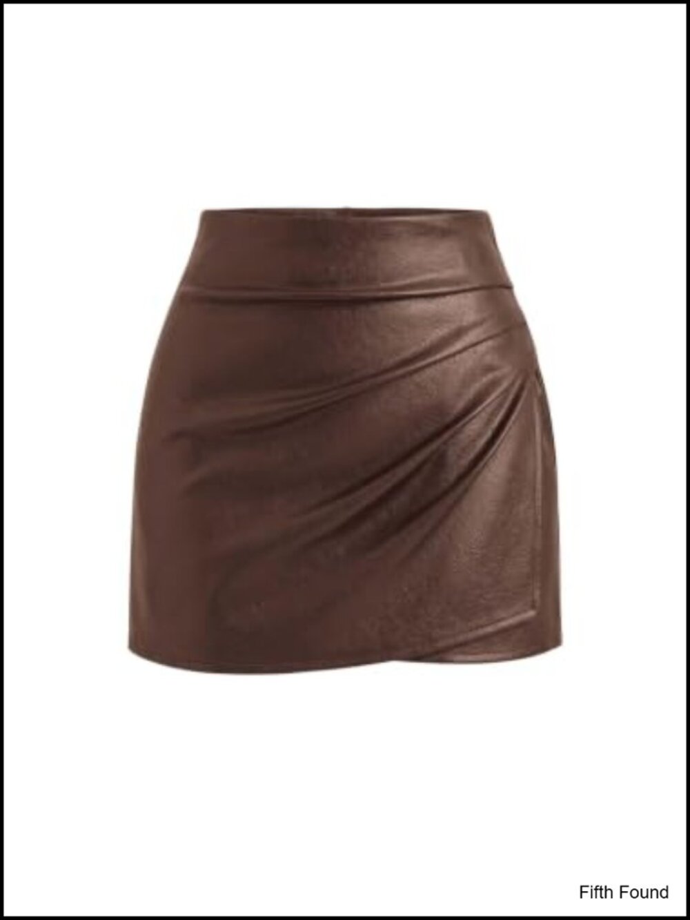 Faux Leather Ruched Mini Skirt with Built-In Shorts High Waisted Bodycon